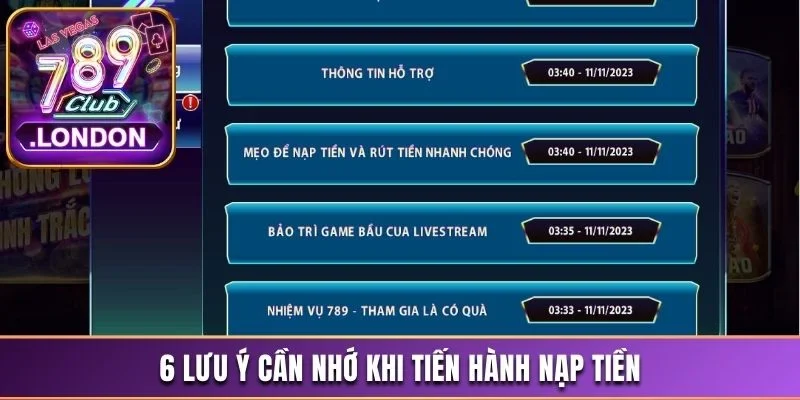 6 lưu ý cần nhớ khi tiến hành nạp tiền