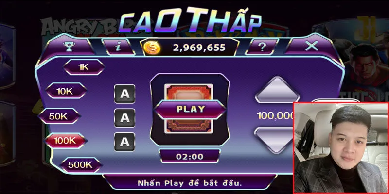 Anh Dũng và giao diện trò chơi Cao Thấp 789Club